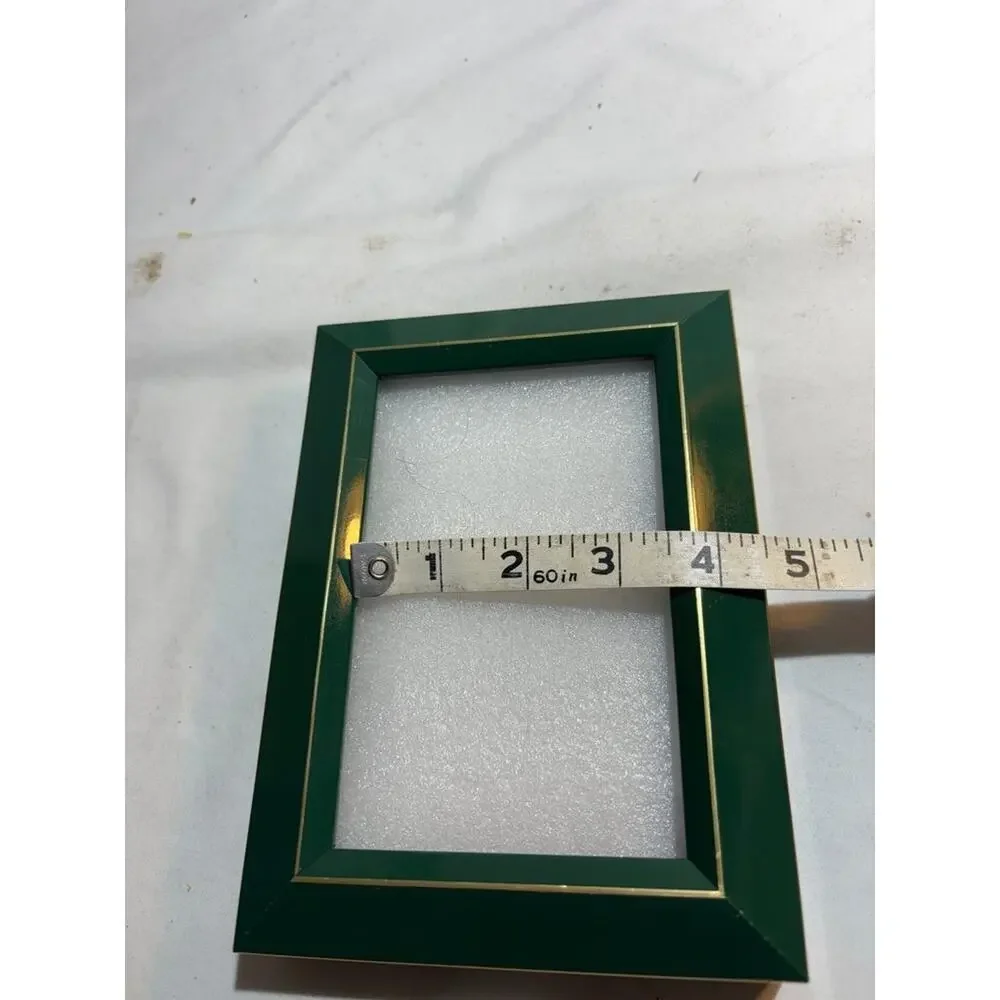 Vintage Green Picture Frame with Gold Trim